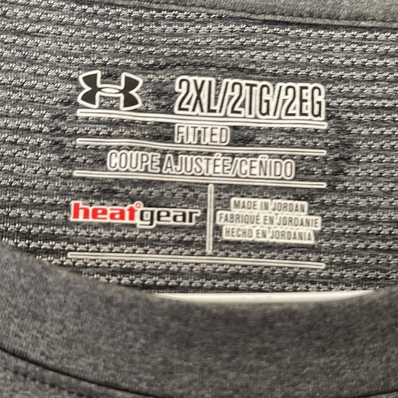 Men’s 2XL XXL under armour heat gear shirt sleeve T shirt dark gray fitted - Picture 3 of 7
